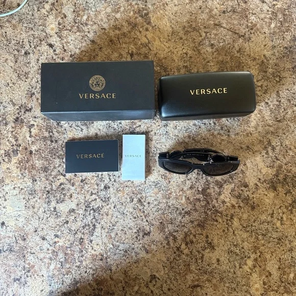 Versace Black Sunglasses with Gold Accent